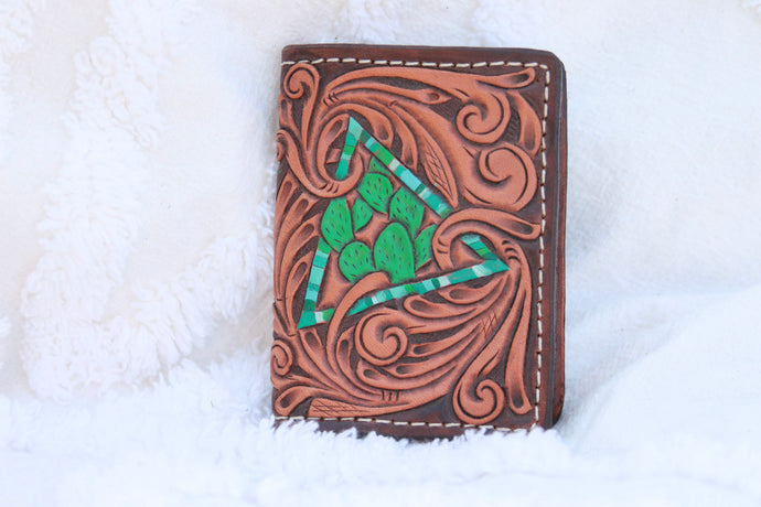 Women’s Cactus & Turquoise Tooled Card Wallet w
